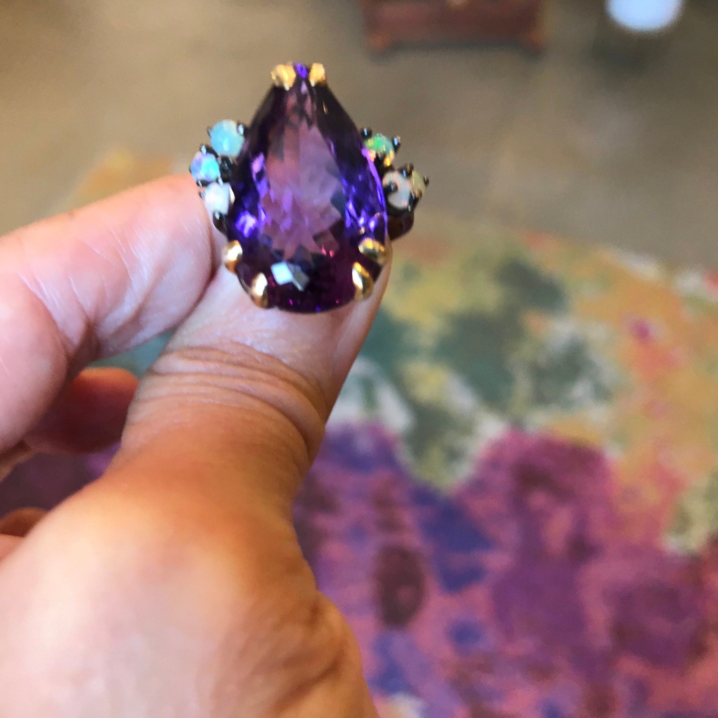 Sterling Silver Statement opal Amethyst  Ring 8.5 Colors Of Etnika