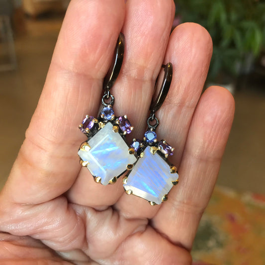 Moonstone Sterling Silver moonstone Dangle  Earrings