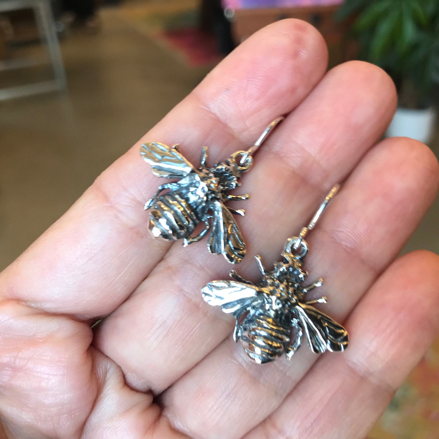 Sterling Silver bee dangle earrings