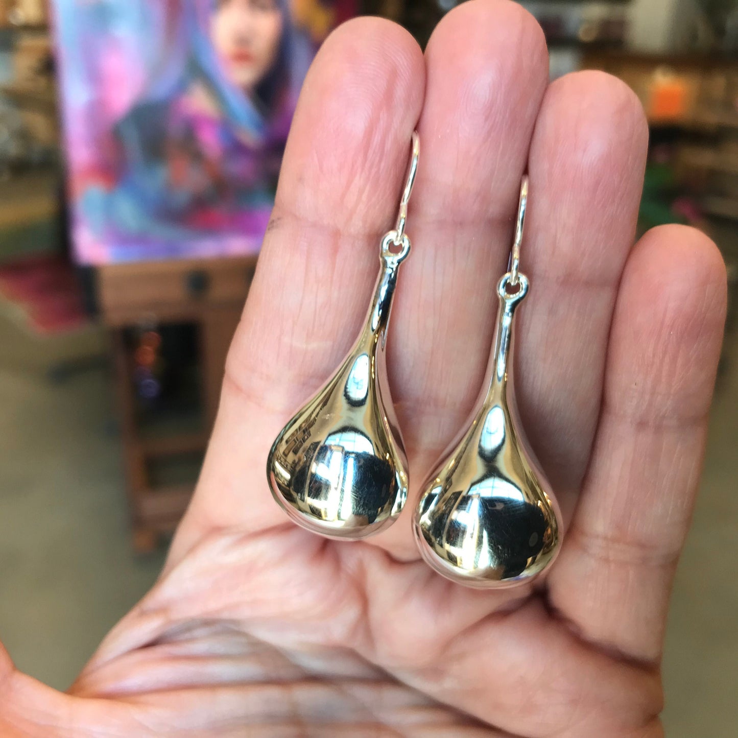 sterling silver dangle water drops dangle  Earrings