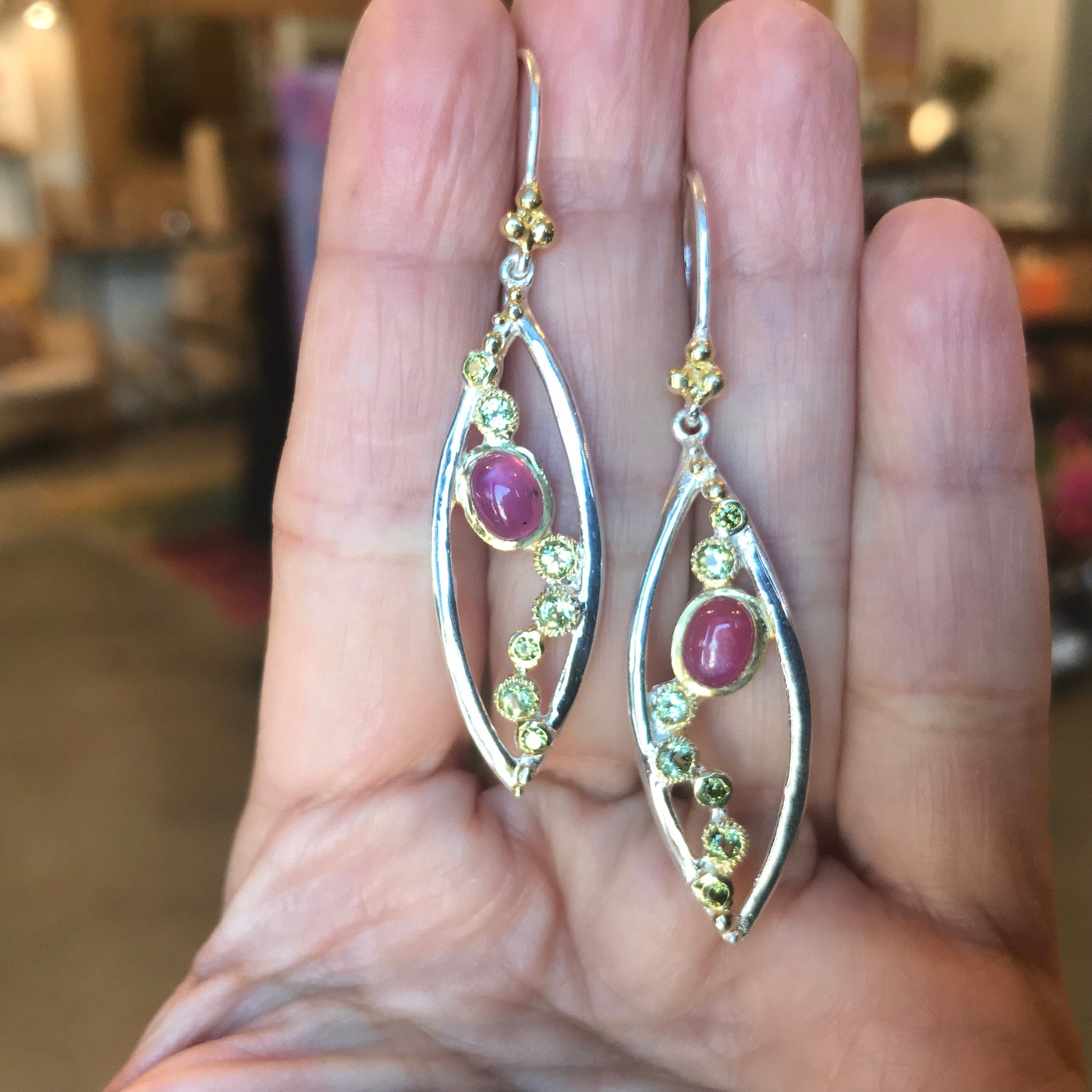 Sterling Silver ruby modernist Earrings Colors Of Etnika