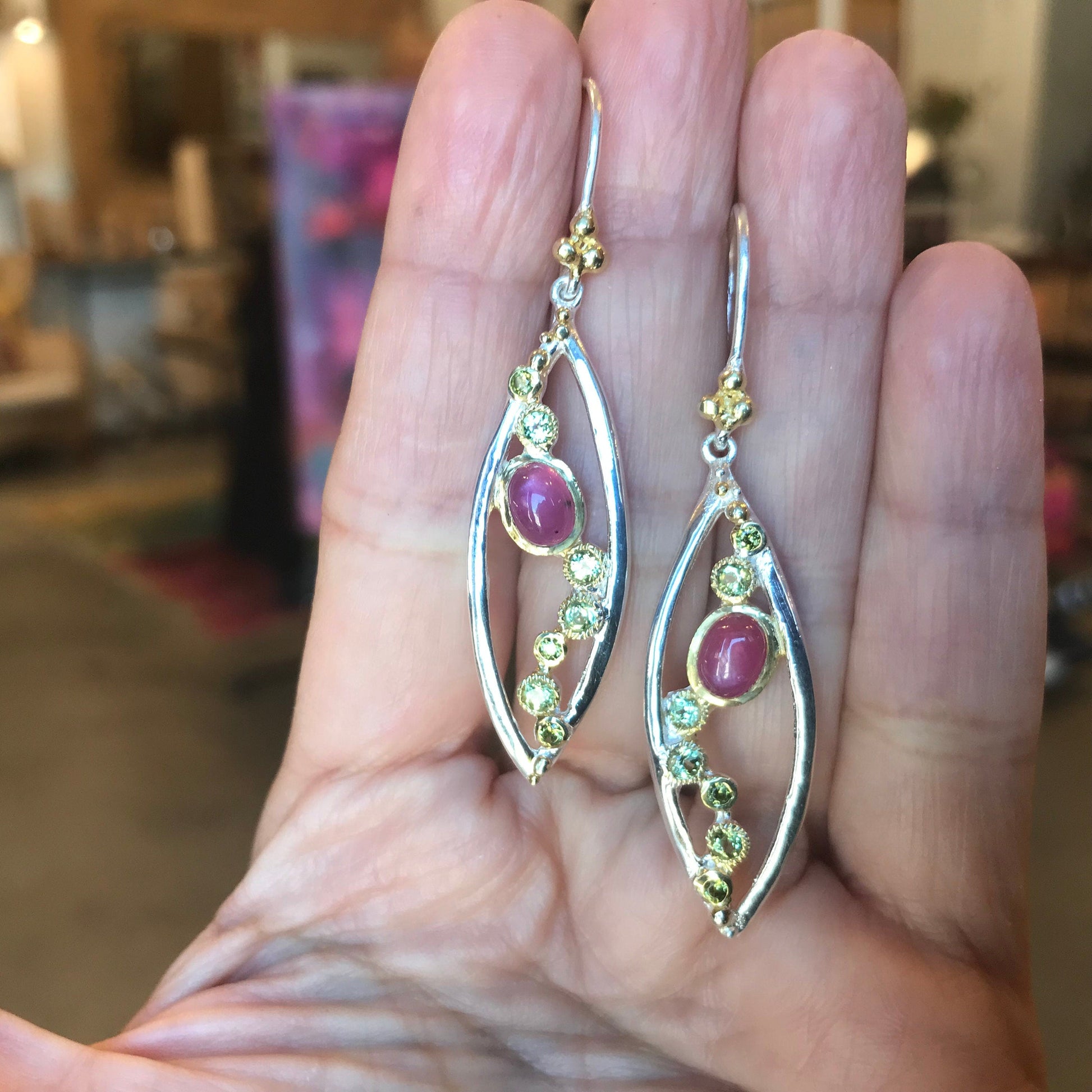 Sterling Silver ruby modernist Earrings Colors Of Etnika