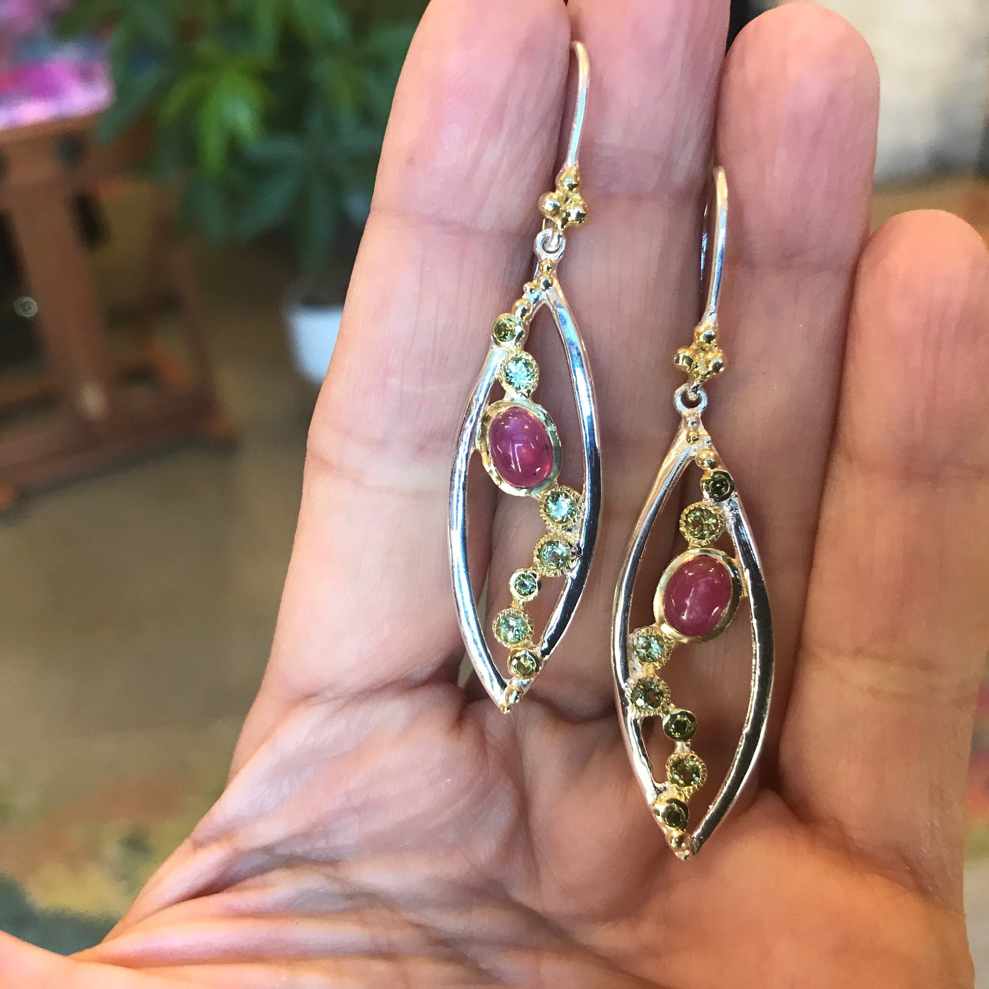 Sterling Silver ruby modernist Earrings Colors Of Etnika