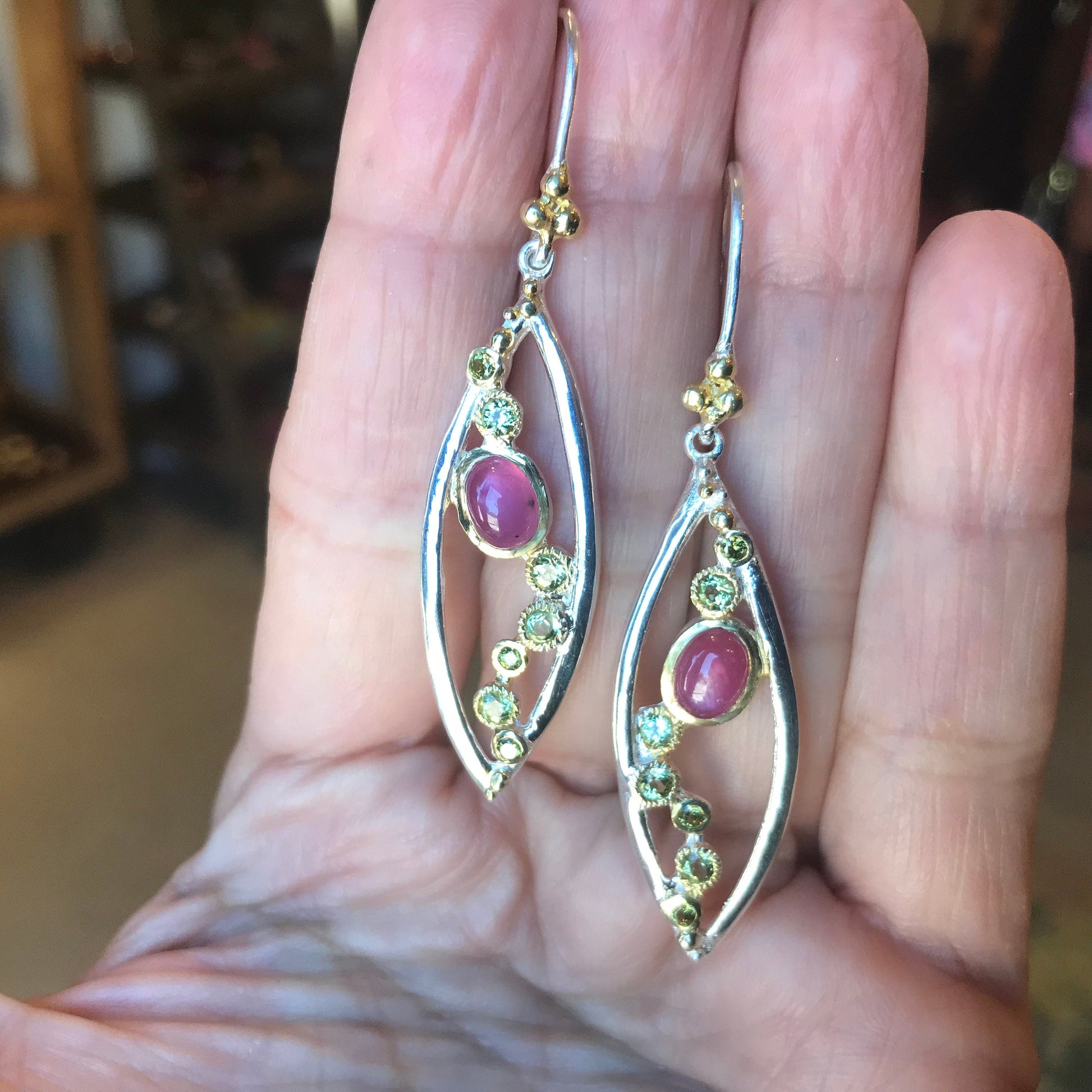 Sterling Silver ruby modernist Earrings Colors Of Etnika