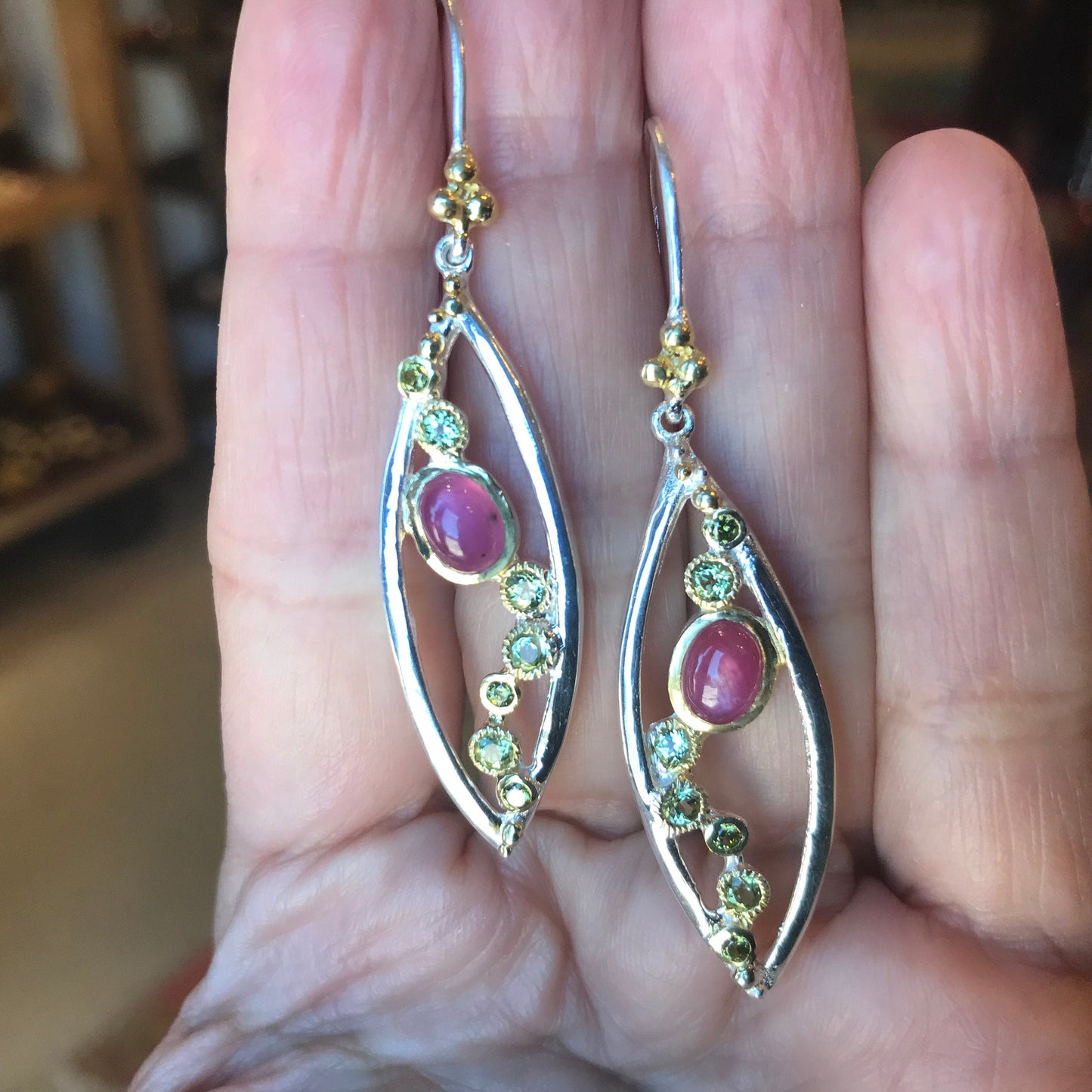 Sterling Silver ruby modernist Earrings Colors Of Etnika