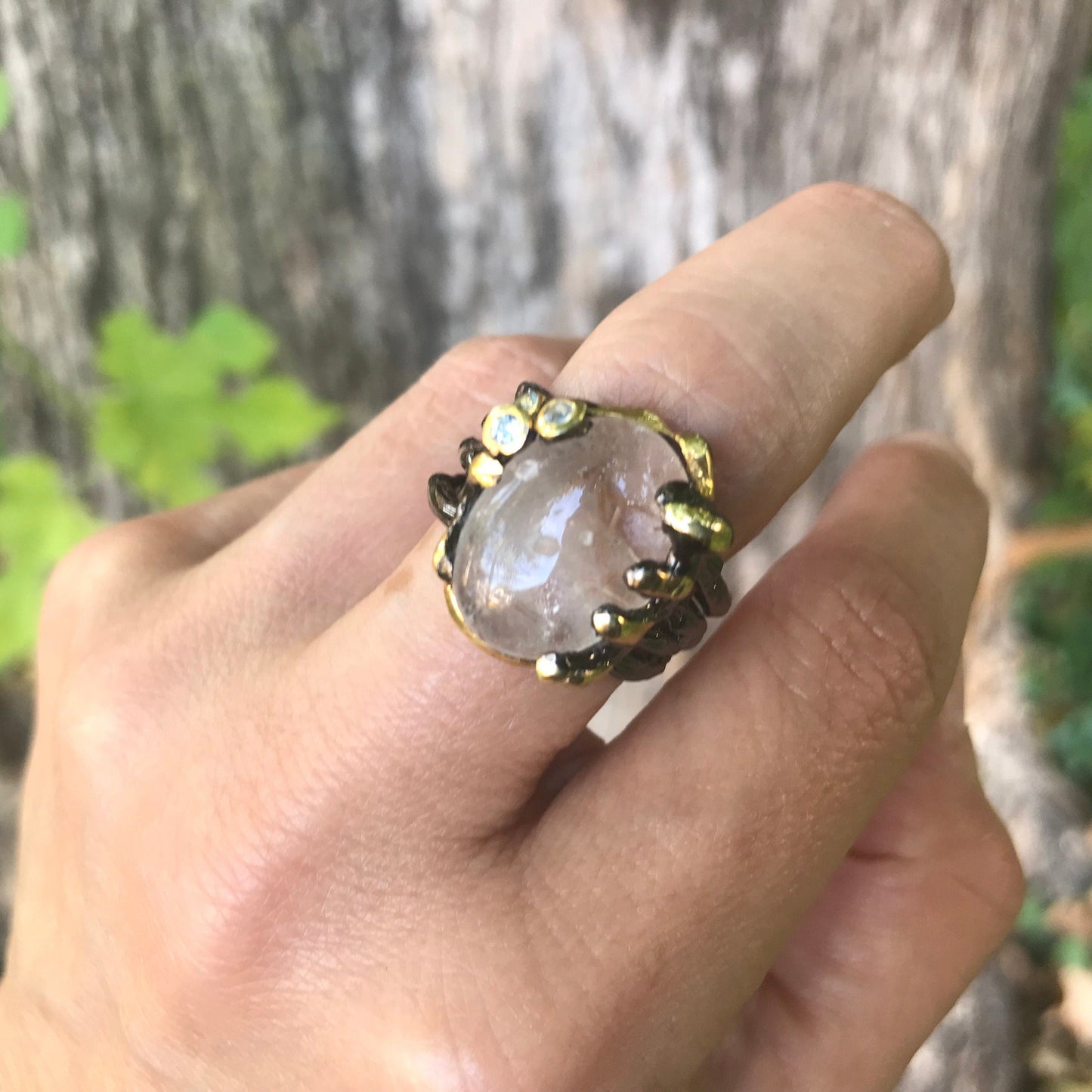 sterling silver rutilated quartz band ring 8.5 rutile Colors Of Etnika