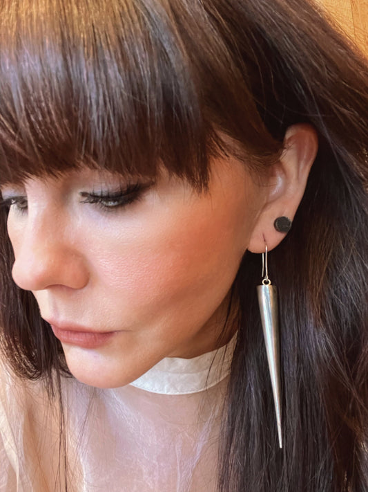 Sterling Silver Rebel spike long Earrings