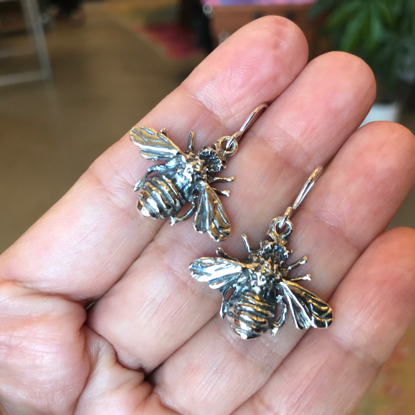 Sterling Silver bee dangle earrings