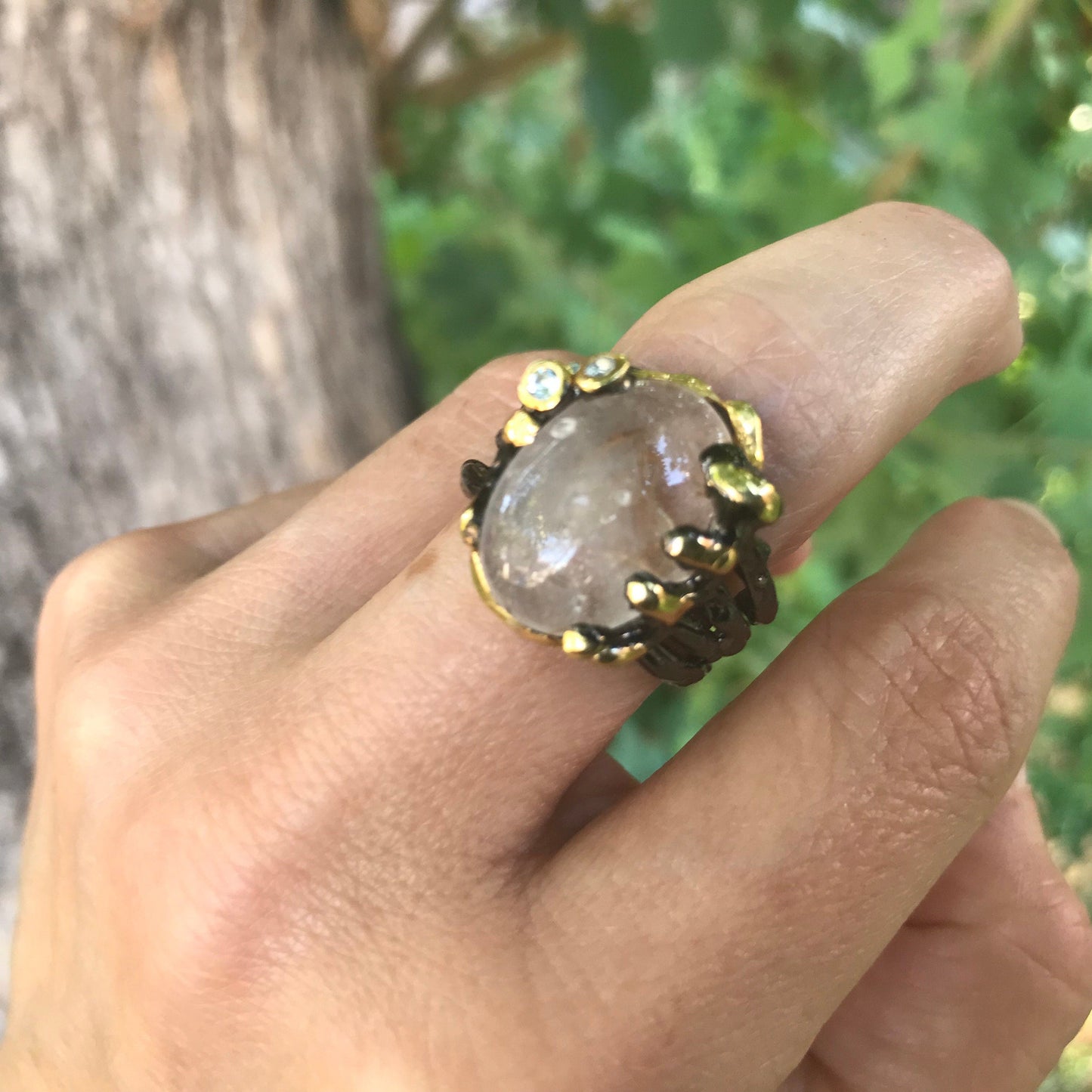 sterling silver rutilated quartz band ring 8.5 rutile Colors Of Etnika