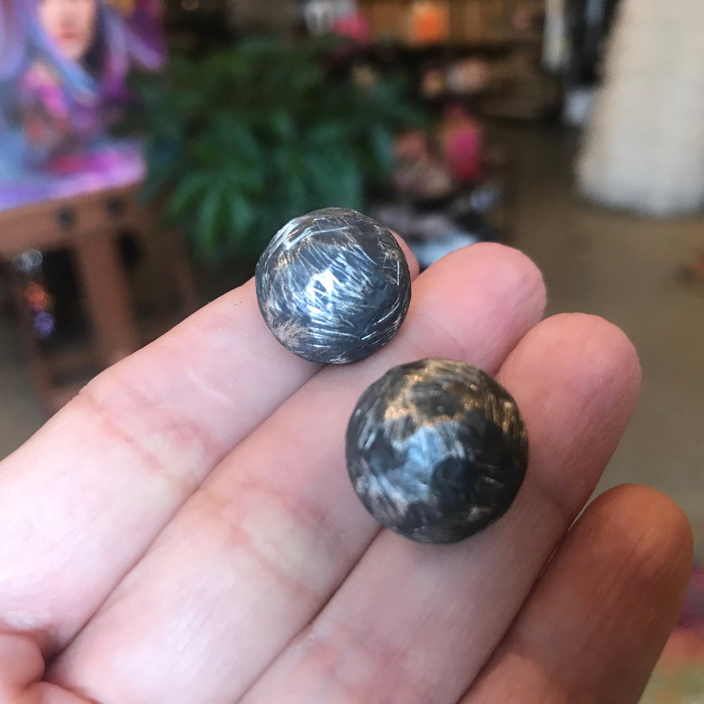 sterling silver large black post sphere ball earrings Colors Of Etnika