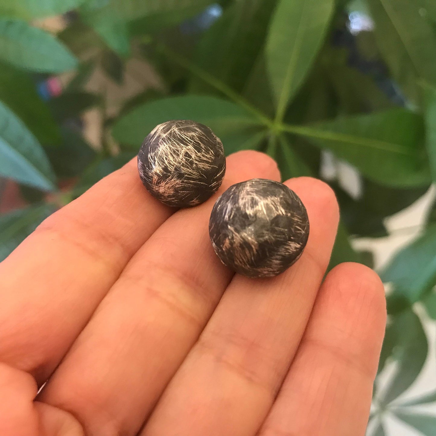 sterling silver large black post sphere ball earrings Colors Of Etnika