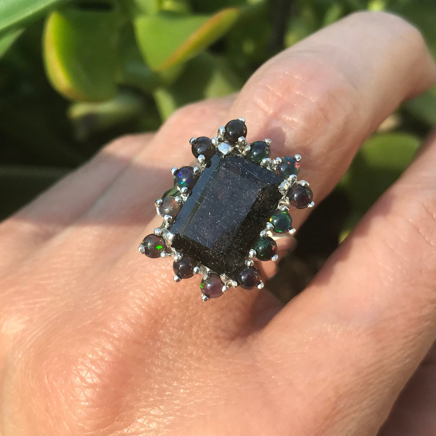 sterling silver rutilated quartz black opal ring 8 Colors Of Etnika