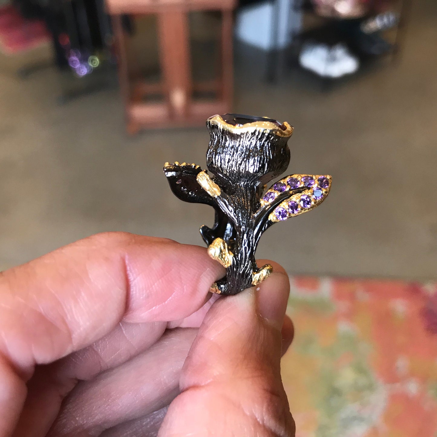 Sterling Silver vintage tulip Amethyst ring 6 *RESERVED do NOT buy