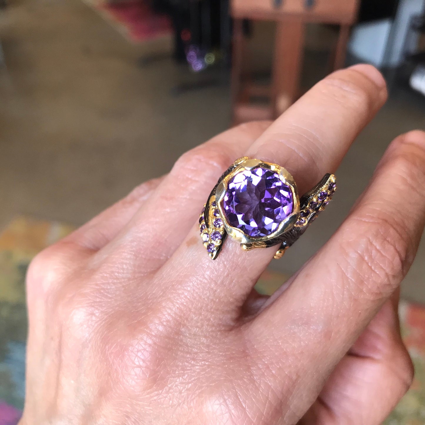 Sterling Silver vintage tulip Amethyst ring 6 *RESERVED do NOT buy