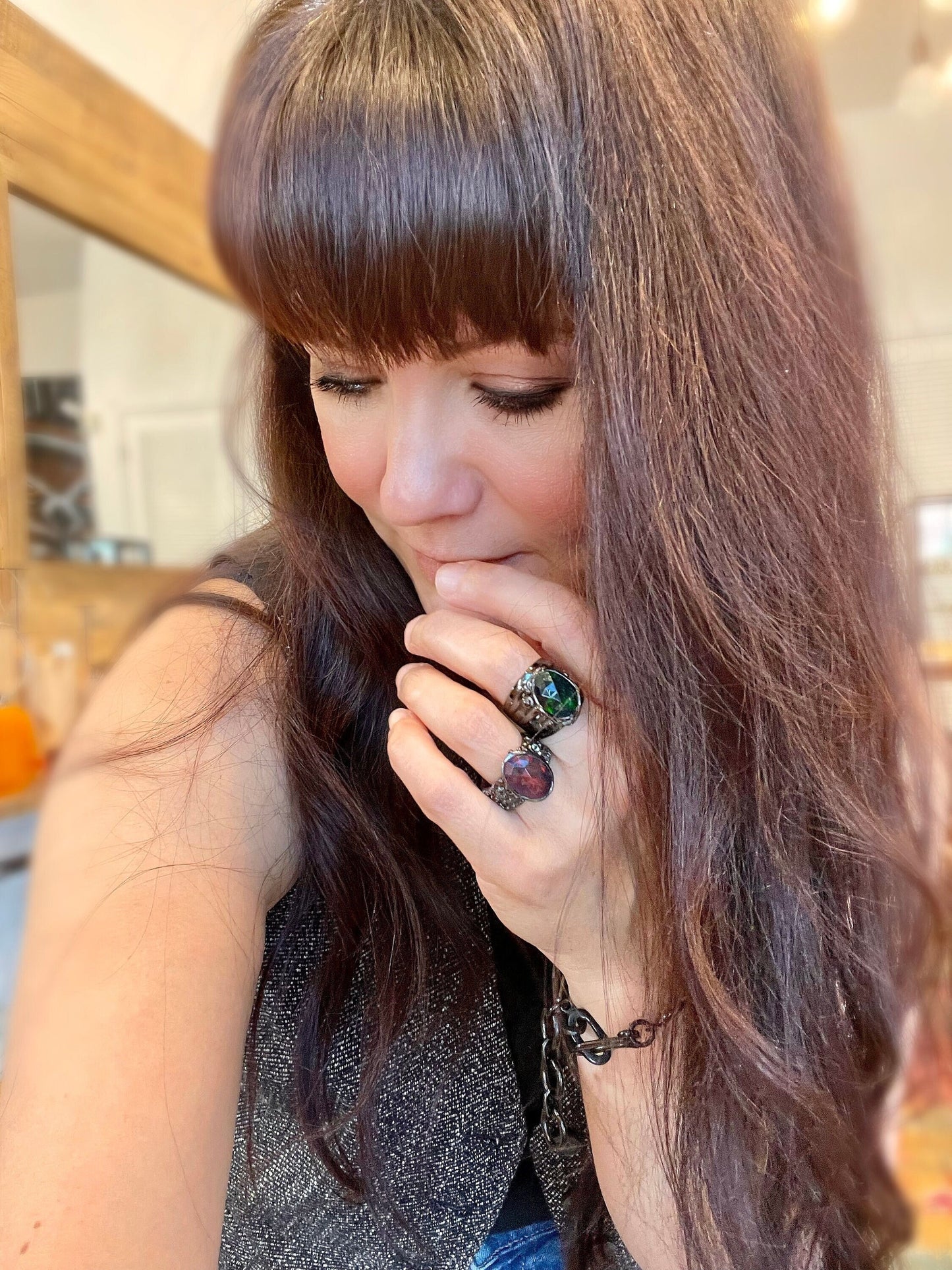 sterling silver mesmerizing natural red fire opal band ring 7.5 RESERVED Do NOT Buy