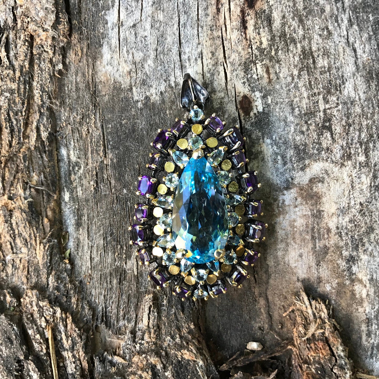 sterling silver blue topaz amethyst pendant necklace Colors Of Etnika