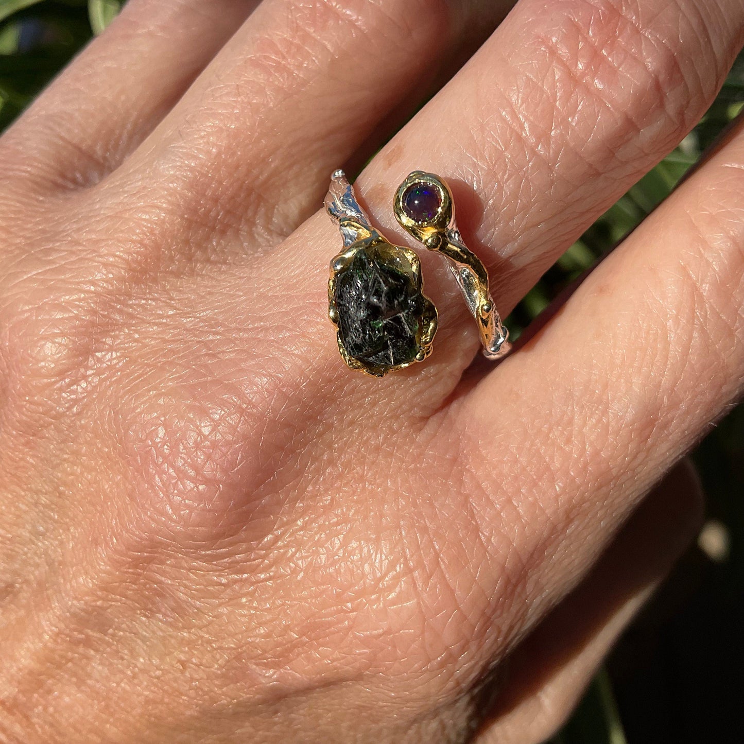 Natural Fire opal dainty tourmaline Sterling Silver Ring 8 7 Colors Of Etnika