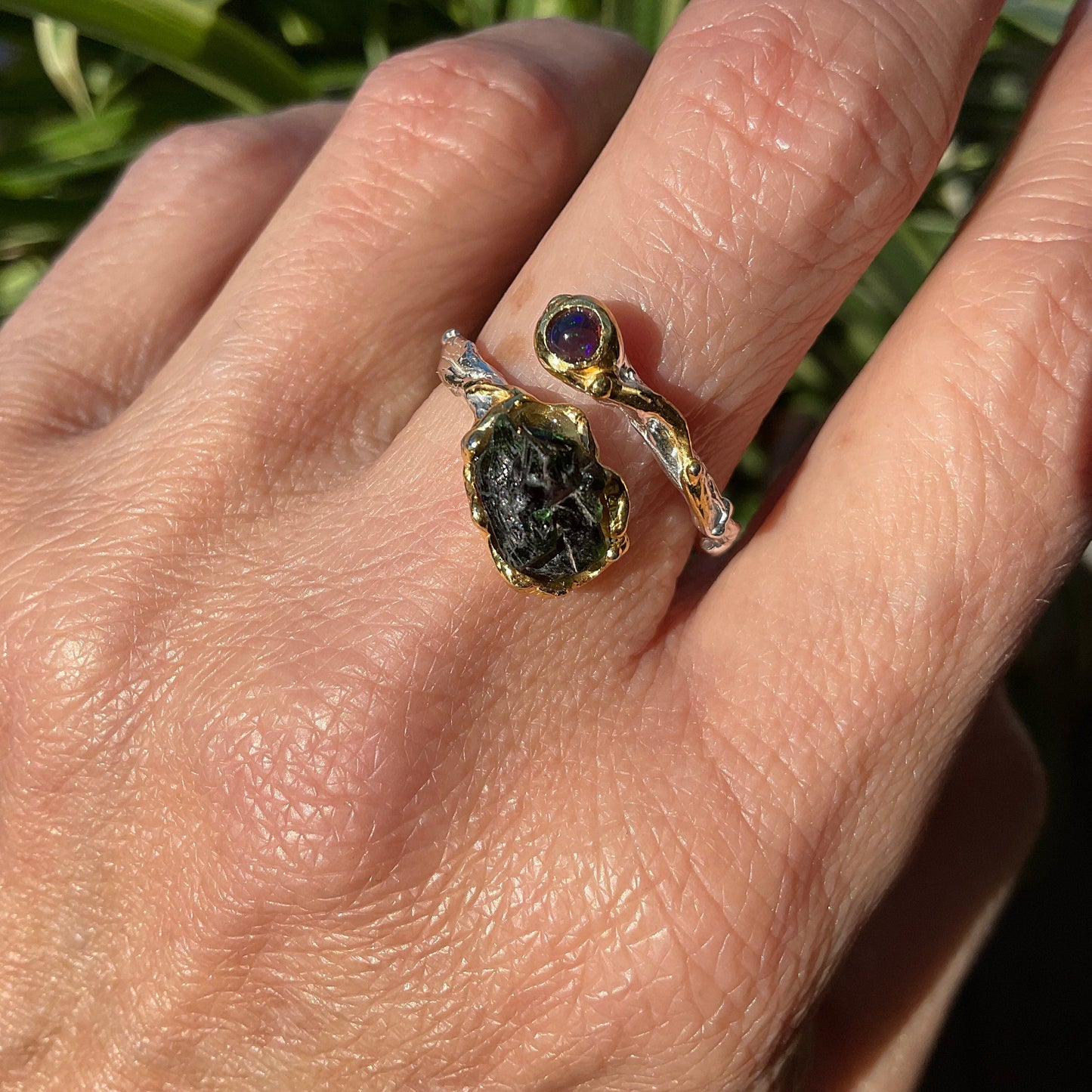 Natural Fire opal dainty tourmaline Sterling Silver Ring 8 7 Colors Of Etnika