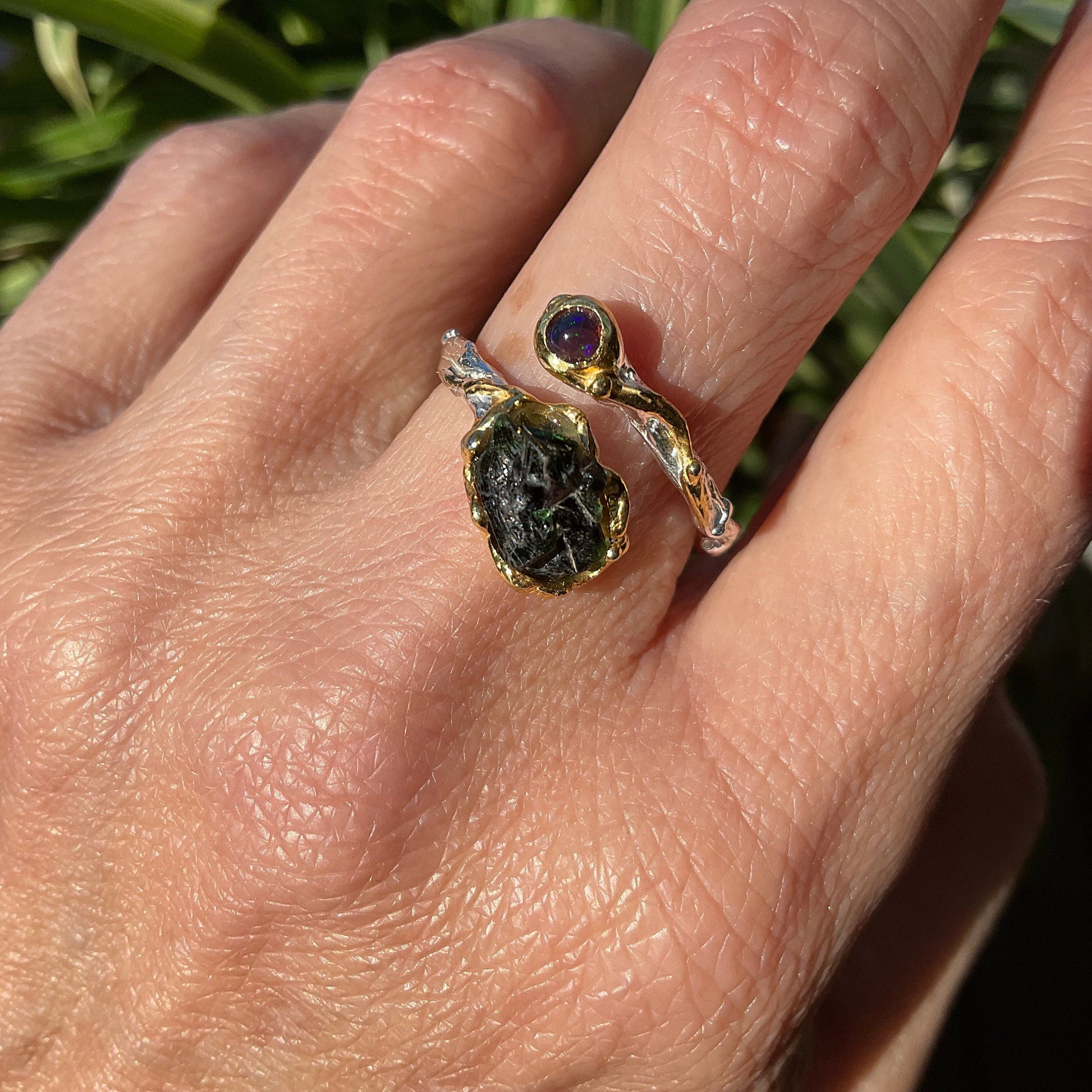 Natural Fire opal dainty tourmaline Sterling Silver Ring 8 7 Colors Of Etnika