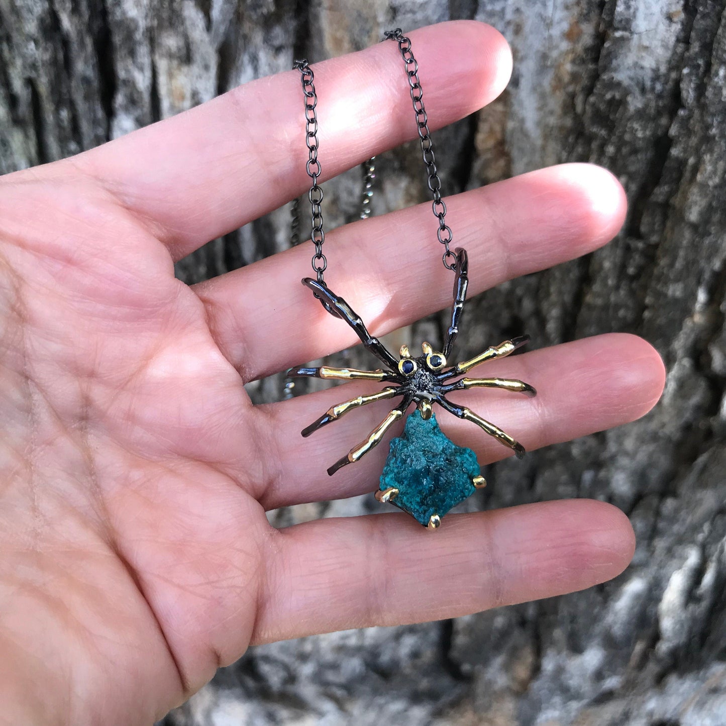 Sterling silver turquoise spider necklace Colors Of Etnika