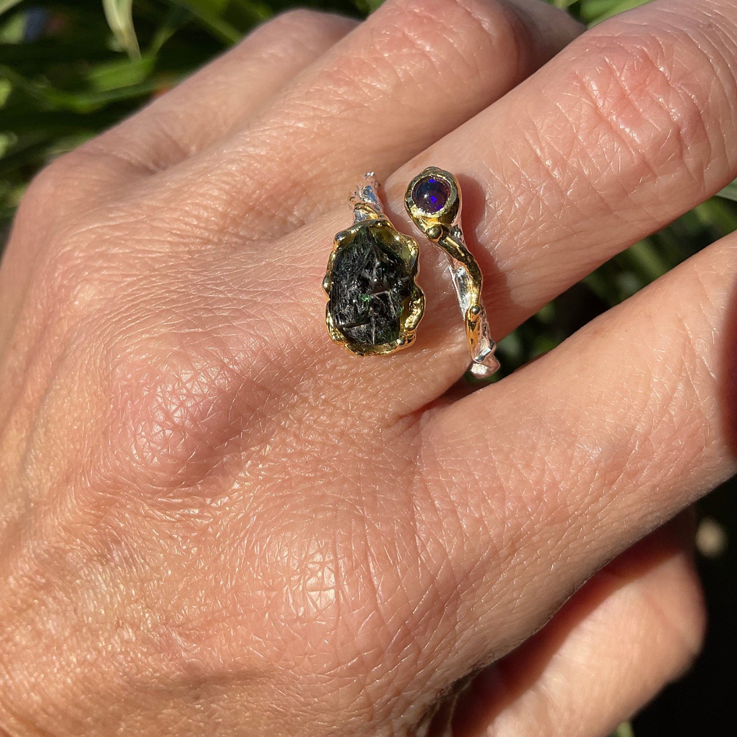 Natural Fire opal dainty tourmaline Sterling Silver Ring 8 7 Colors Of Etnika