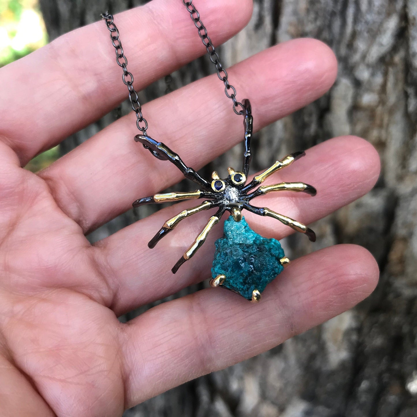 Sterling silver turquoise spider necklace Colors Of Etnika
