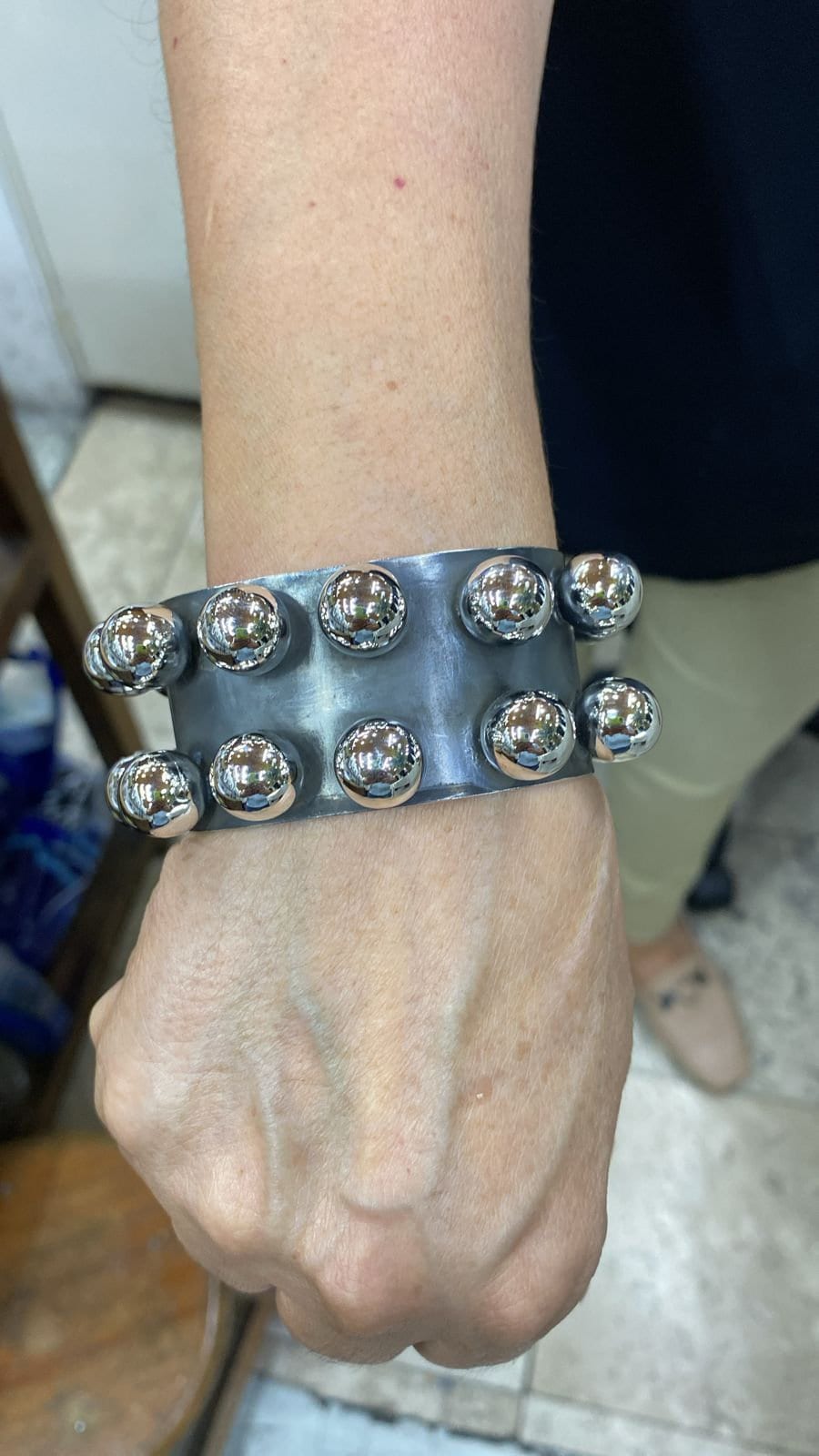 Sterling Silver Modernist edgy Cuff Bracelet Colors Of Etnika