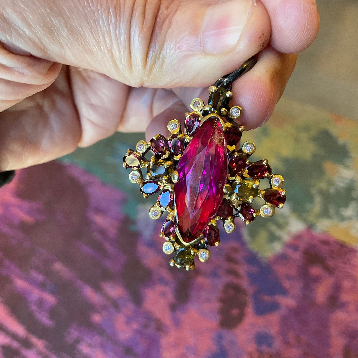 sterling silver pink topaz Tourmaline pendant Colors Of Etnika