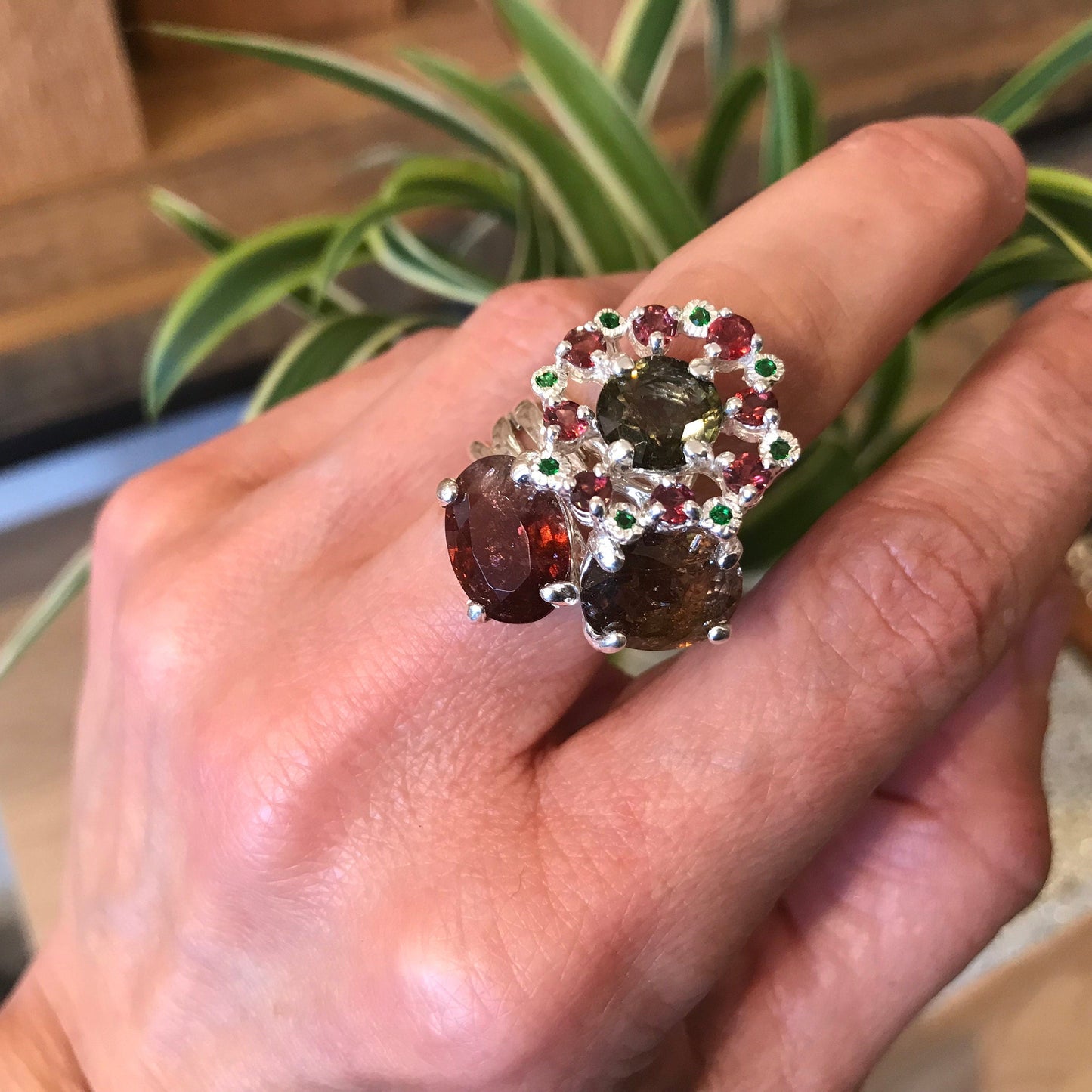 sterling Silver tourmaline band Ring 6 Colors Of Etnika