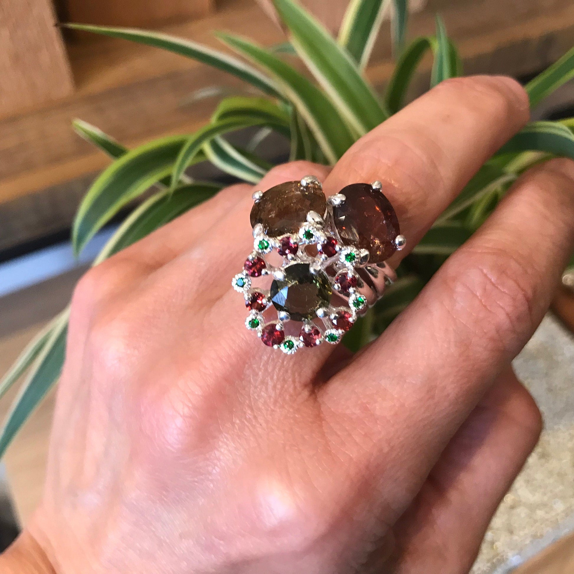 sterling Silver tourmaline band Ring 6 Colors Of Etnika