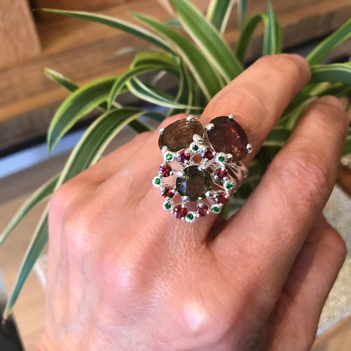 sterling Silver tourmaline band Ring 6 Colors Of Etnika