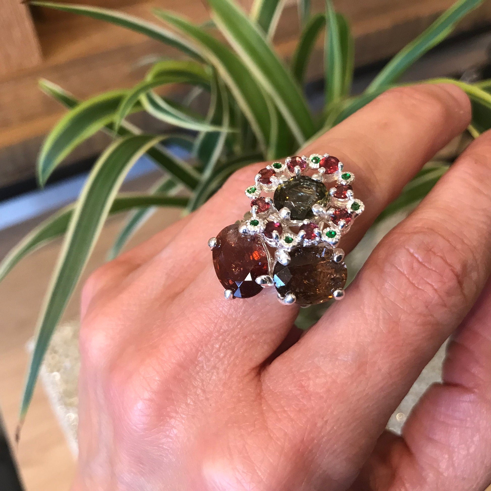 sterling Silver tourmaline band Ring 6 Colors Of Etnika