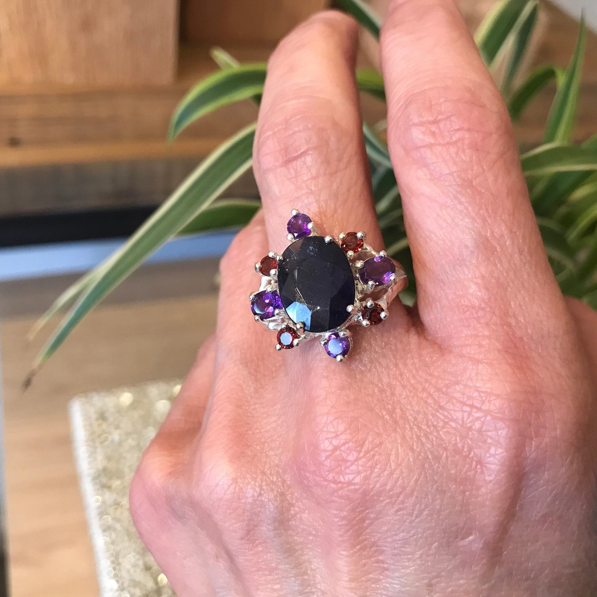 Sterling Silver sapphire amethyst Ring 9 Colors Of Etnika