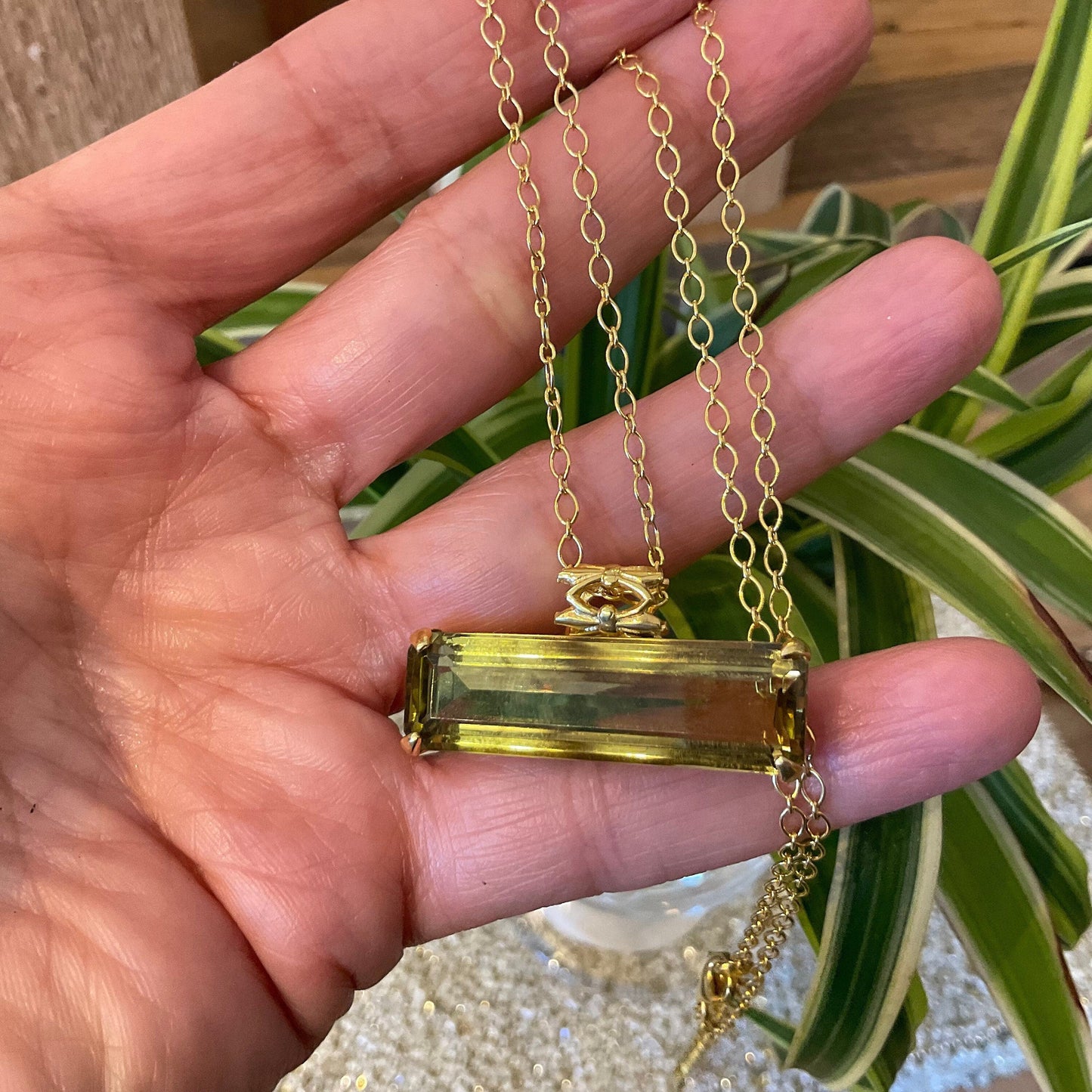 sterling silver Natural lemon quartz gold  pendant with necklace Colors Of Etnika