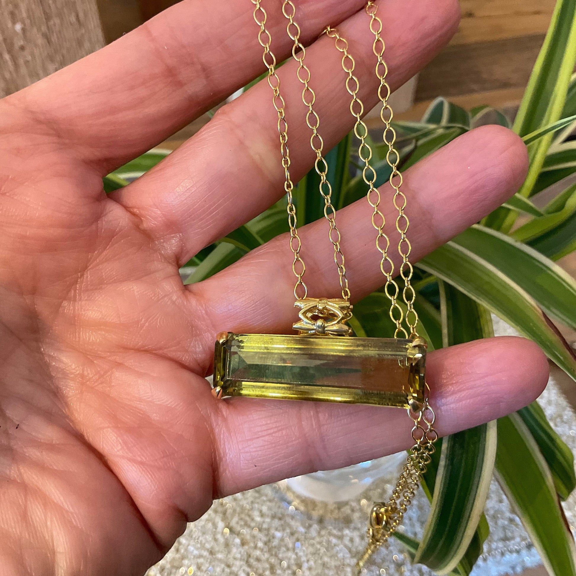 sterling silver Natural lemon quartz gold  pendant with necklace Colors Of Etnika