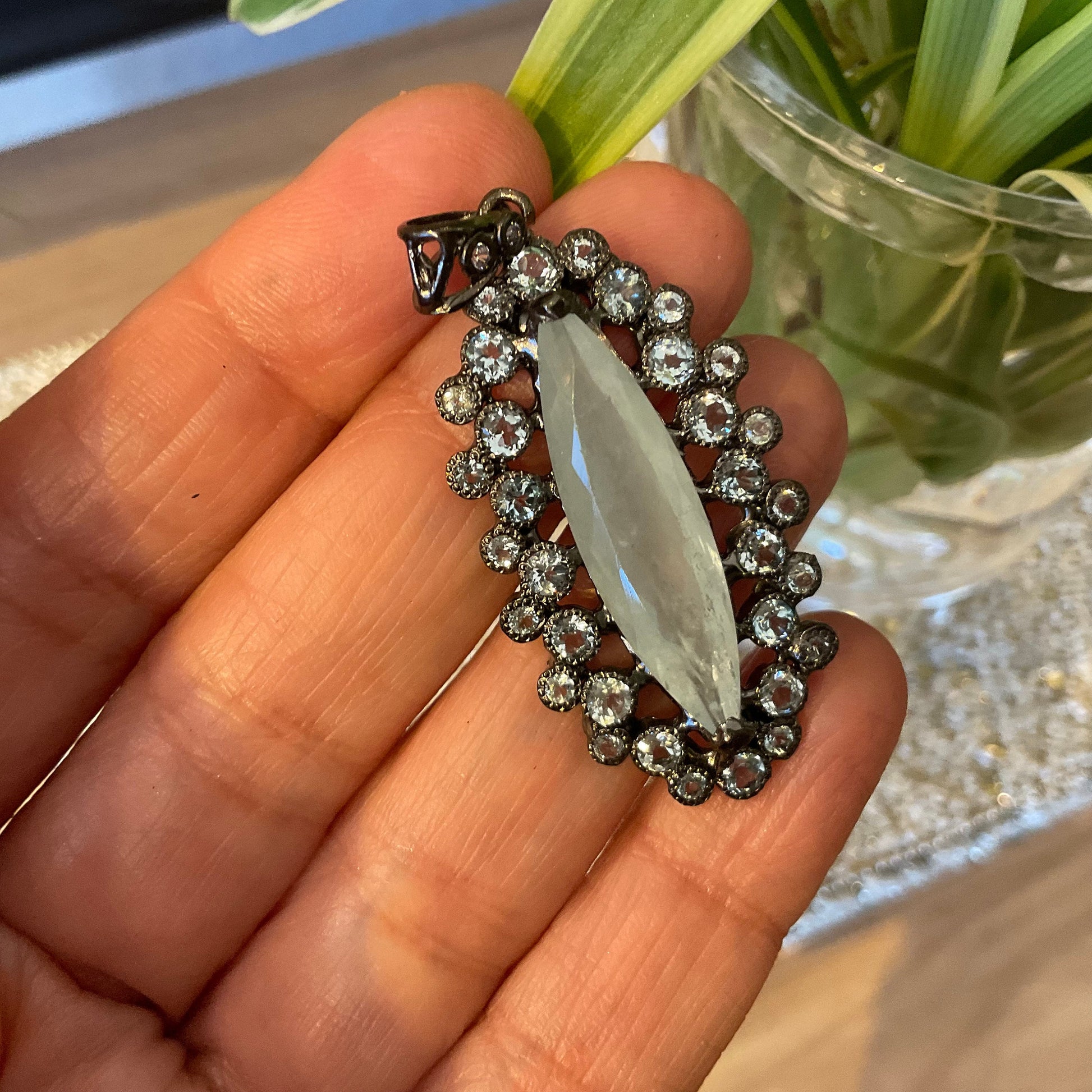 sterling silver gold marquis Aquamarine topaz pendant Colors Of Etnika