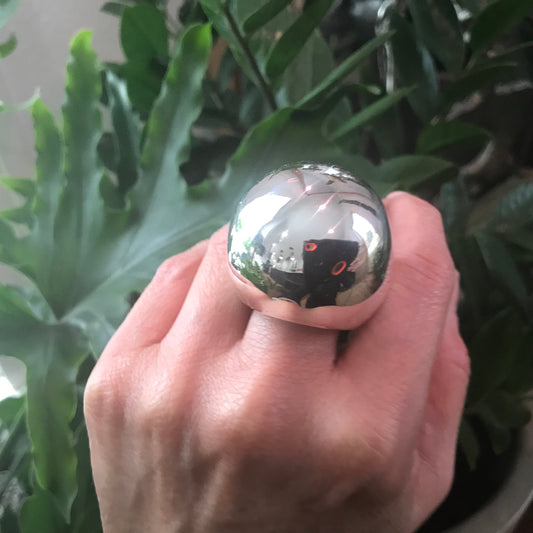 Sterling Silver Modernist Abstract oversize dome Statement Ring 7 8 9