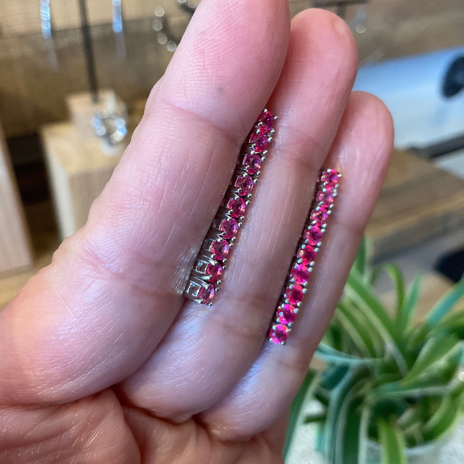 Sterling Silver pink topaz dangle earrings Colors Of Etnika