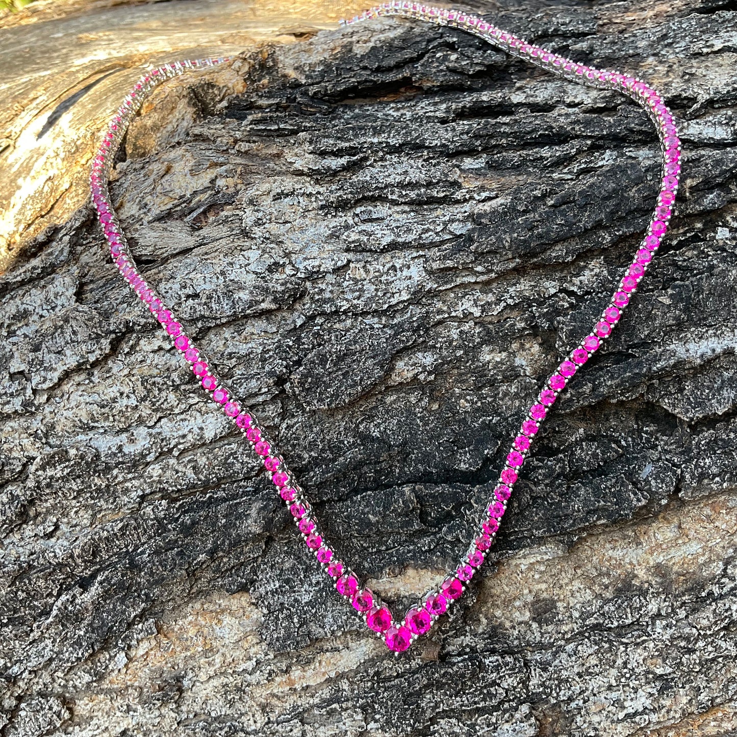 Pink topaz Sterling Silver Necklace tennis *RESERVED do NOT buy Colors Of Etnika
