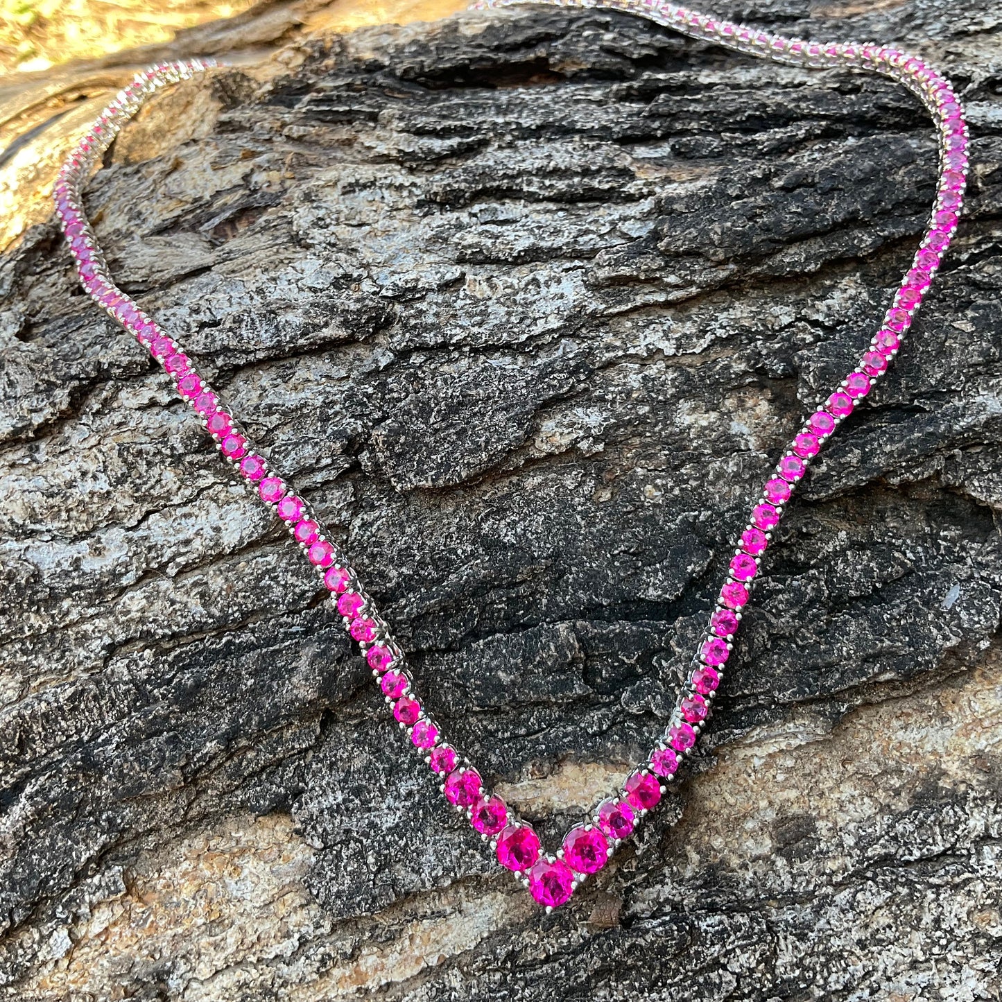 Pink topaz Sterling Silver Necklace tennis *RESERVED do NOT buy Colors Of Etnika