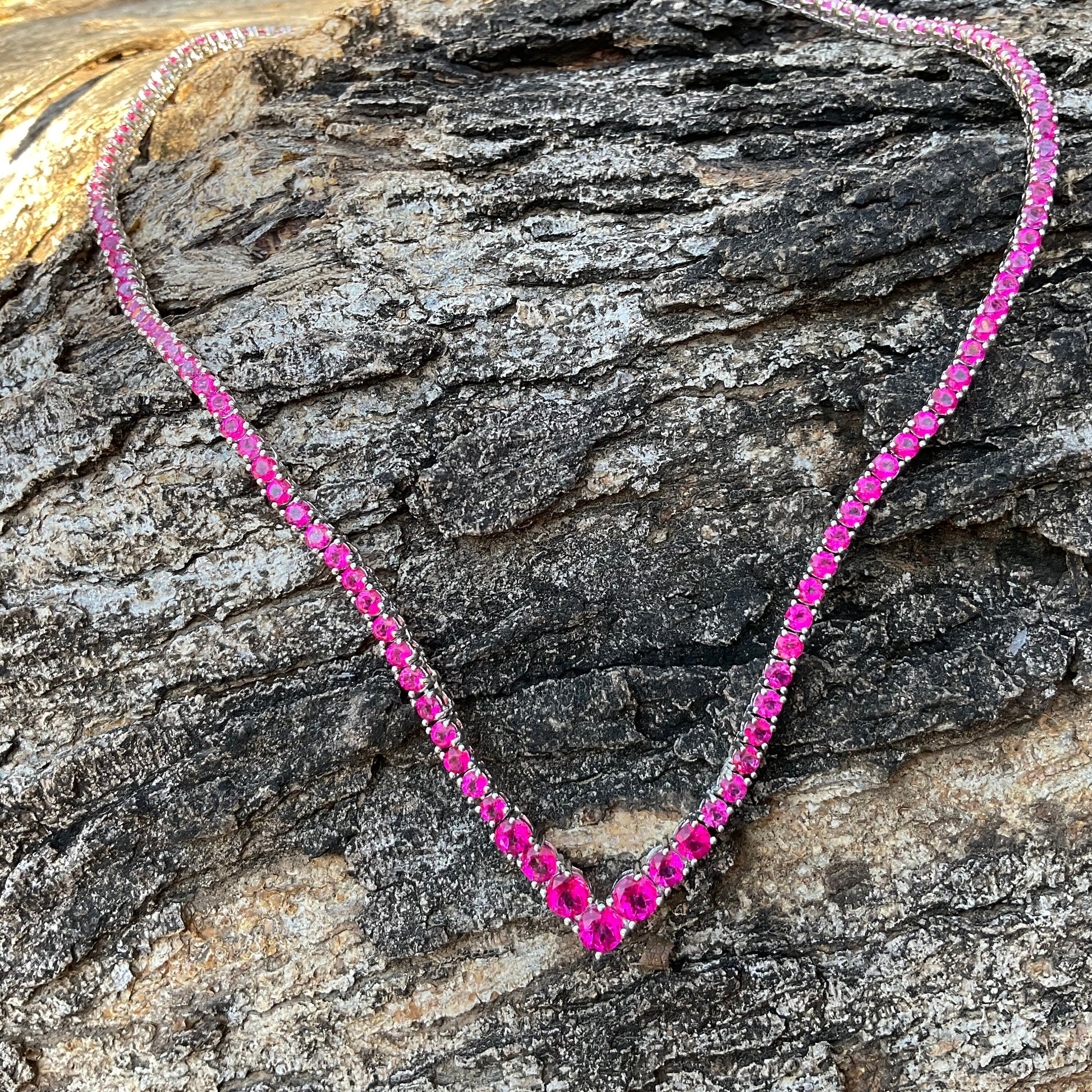 Pink topaz Sterling Silver Necklace tennis *RESERVED do NOT buy Colors Of Etnika
