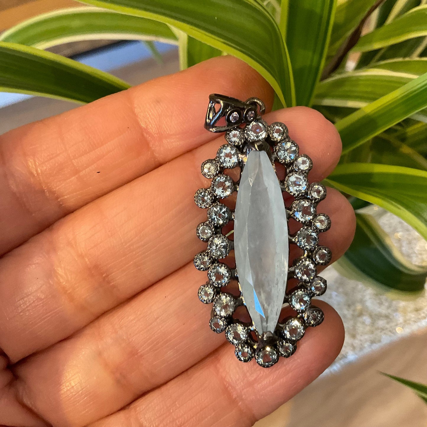 sterling silver gold marquis Aquamarine topaz pendant Colors Of Etnika