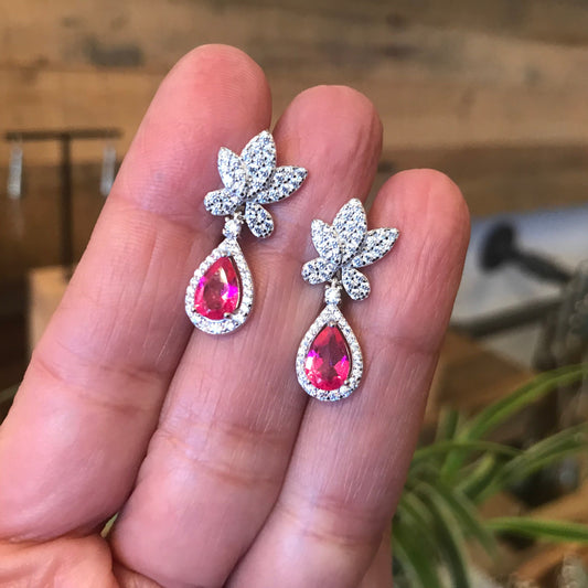 Sterling Silver pink topaz fancy earrings