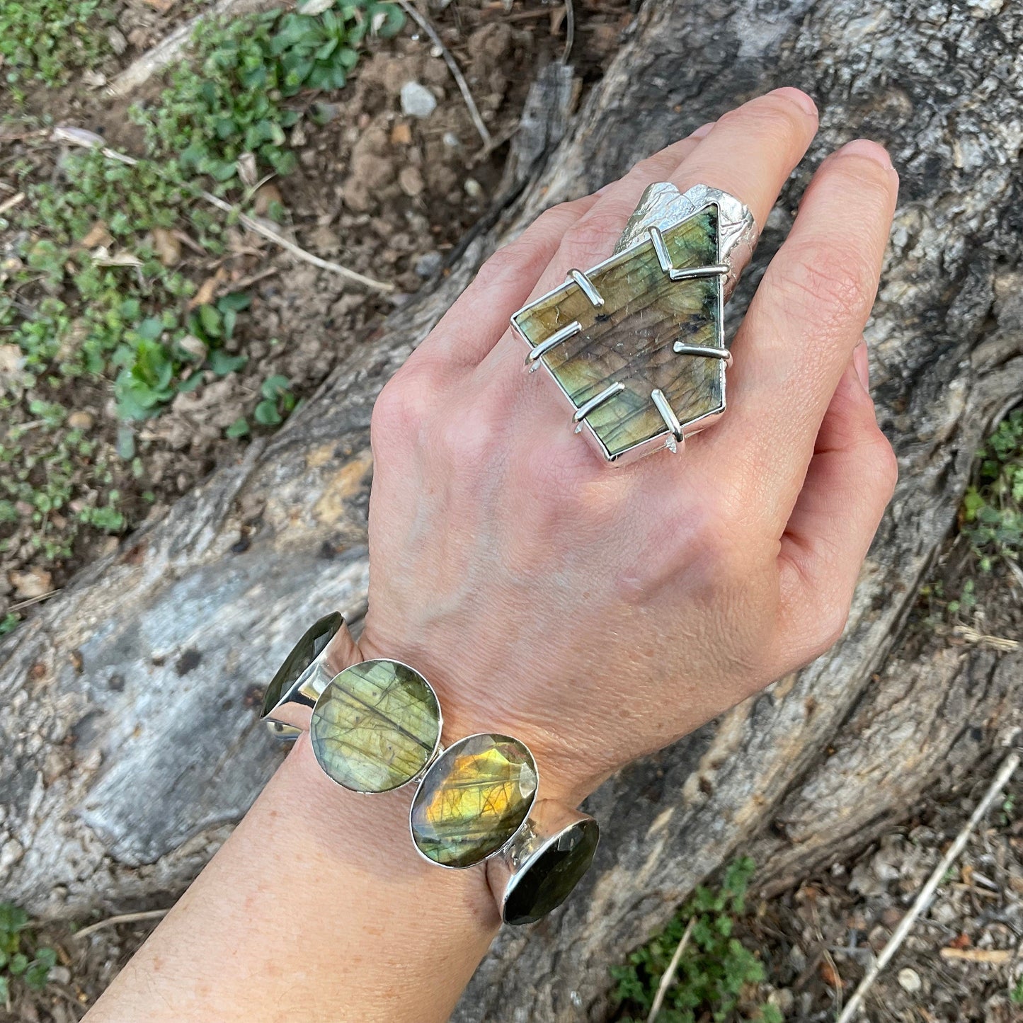 sterling silver Natural labradorite bracelet Colors Of Etnika