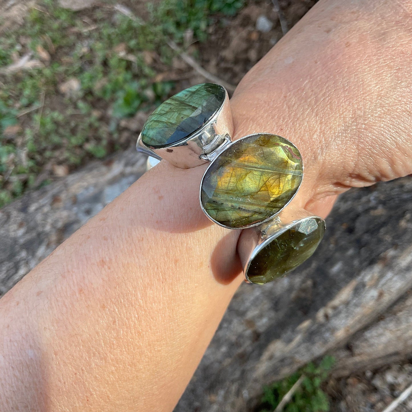 sterling silver Natural labradorite bracelet Colors Of Etnika
