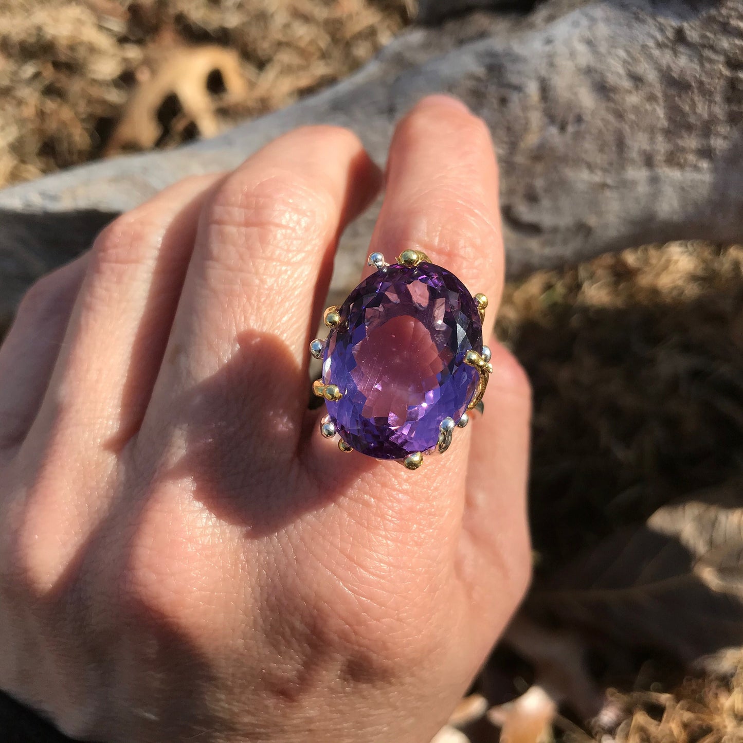 Handmade Sterling Silver Statement Amethyst Ring 8