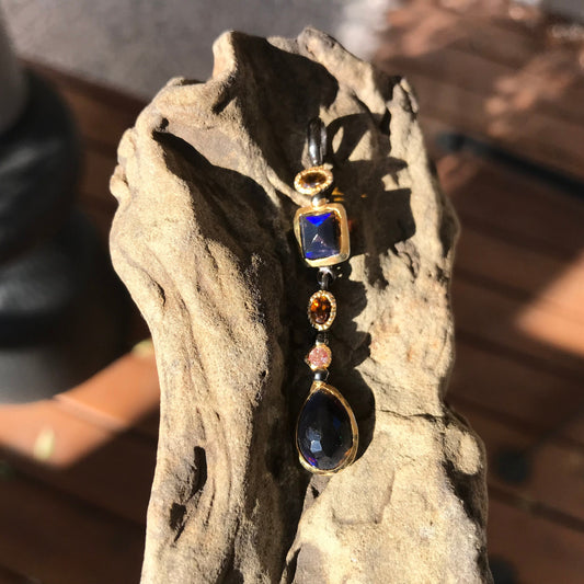 Natural black  Rainbow opal Sterling Silver  pendant for Necklace