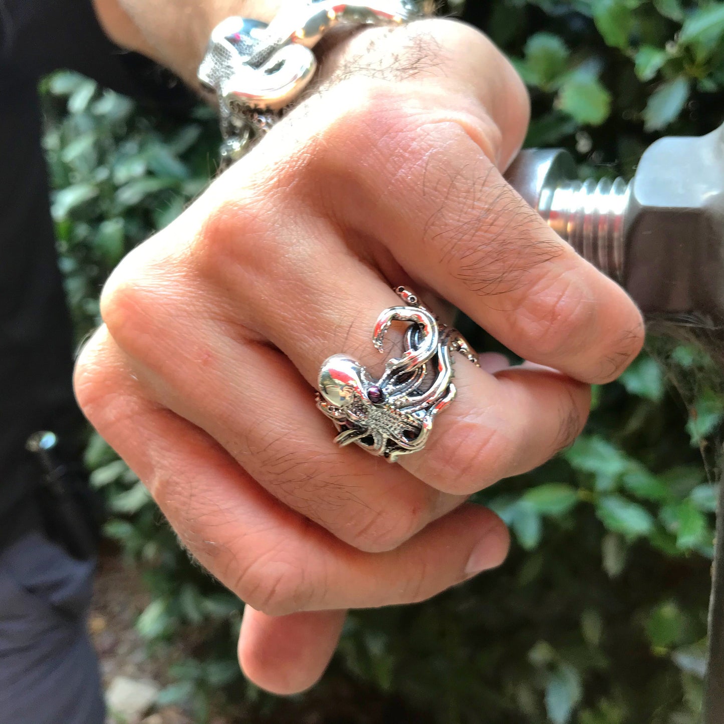 Octopus squid Handmade Sterling Silver Artisan Ring Open ring 5-9