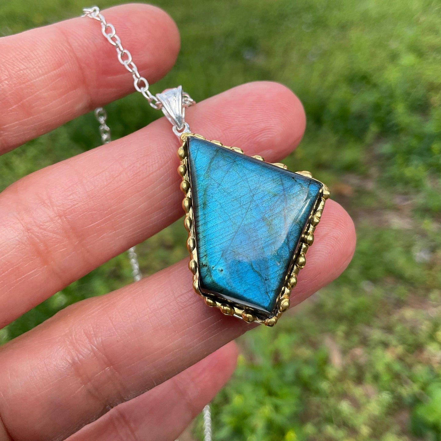 Sterling Silver Labradorite  Pendant Necklace Colors Of Etnika