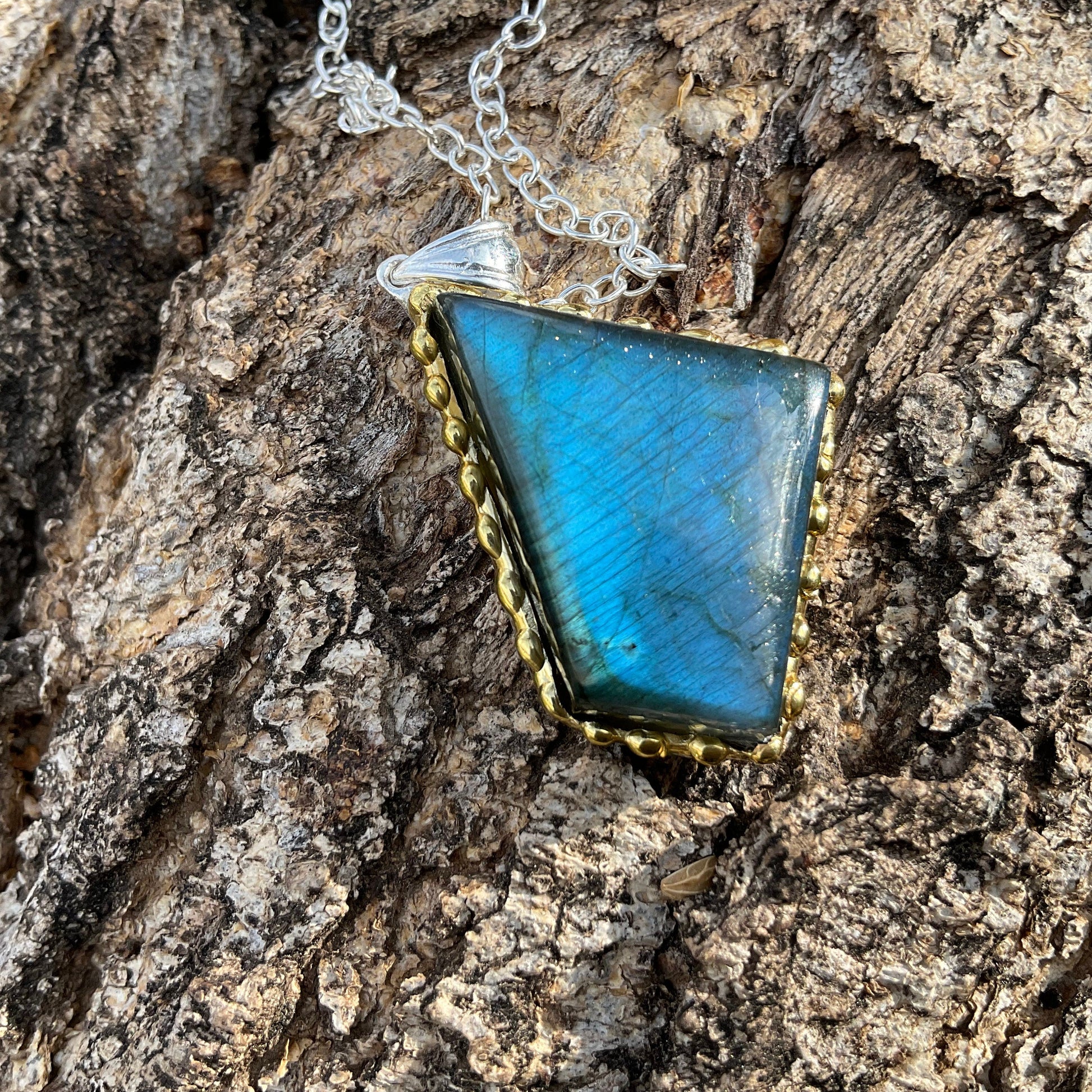 Sterling Silver Labradorite  Pendant Necklace Colors Of Etnika